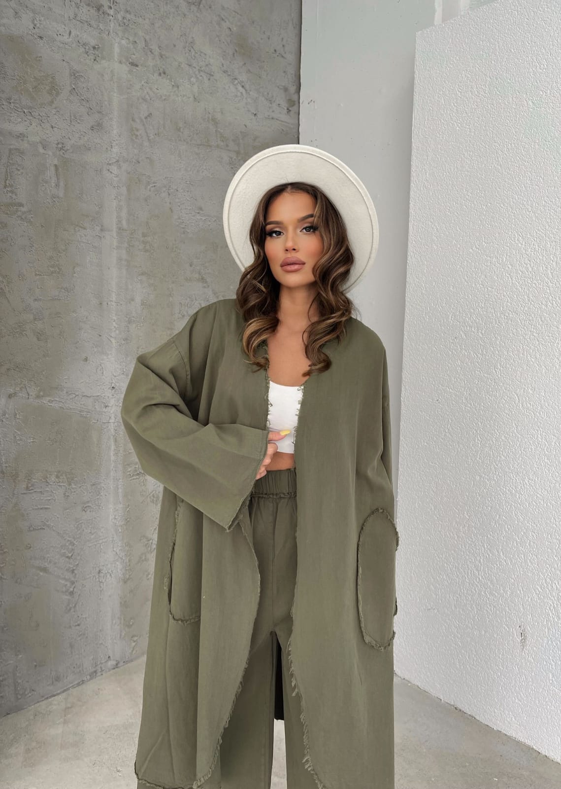 Ensemble kimono kaki