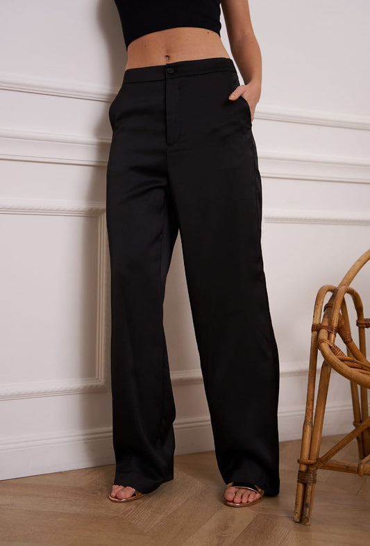 Pantalon satiné noir